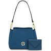 Front View Of The Denim Small Leather Handbag and Wallet Set