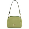 Front View Of The Lime Green Small Leather Handbag That Forms The Small Leather Handbag And Wallet Set