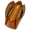 Overhead Compartment View Of The Apricot Small Leather Handbag