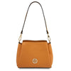 Front View Of The Apricot Small Leather Handbag