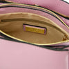 Internal Zip Pocket View Of The Ballet Pink Small Leather Handbag