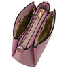 Overhead Compartment View Of The Ballet Pink Small Leather Handbag