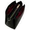Overhead Compartment View Of The Black Small Leather Handbag