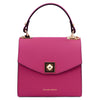 Front View Of The Fuchsia Small Leather Shoulder Bag