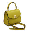 Angled View Of The Green Small Leather Shoulder Bag