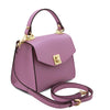 Angled View Of The Lilac Small Leather Shoulder Bag