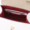 Internal Zip Pocket View Of The White Small Leather Shoulder Bag