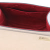 Internal Pocket View Of The White Small Leather Shoulder Bag