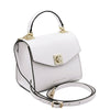 Angled View Of The White Small Leather Shoulder Bag
