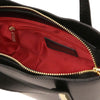 Internal Zip Pocket View Of The Black Small Leather Tote