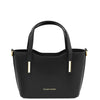 Front View Of The Black Small Leather Tote