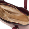 Internal Pocket View Of The Bordeaux Small Leather Tote