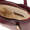 Internal Zip Pocket View Of The Bordeaux Small Leather Tote