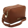 Angled View Of The Cognac  Small Shoulder Bag