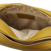 Internal Zip Pocket View Of The Mustard Small Shoulder Bag