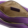 Internal Zip Pocket View Of The Purple Small Shoulder Bag