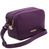 Angled View Of The Purple Small Shoulder Bag