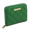 Angled View Of The Green Small Zip Around Wallet