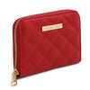 Angled View Of The Lipstick Red Small Zip Around Wallet