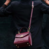 Crossbody View Of The Bordeaux Small Leather Shoulder Bag