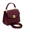 Angled View Of The Bordeaux Small Leather Shoulder Bag