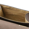 Internal Pocket View Of The Chocolate Small Leather Shoulder Bag