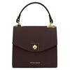 Front View Of The Chocolate Small Leather Shoulder Bag