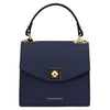 Front View Of The Dark Blue Small Leather Shoulder Bag