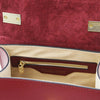 Internal Zip Pocket View Of The Red Small Leather Shoulder Bag