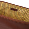 Internal Compartment View Of The Brown Small Leather Toiletry Bag