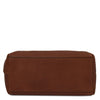 Underneath View Of The Brown Small Leather Toiletry Bag
