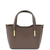 Rear View Of The Dark Taupe Small Leather Tote