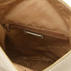 Internal Zip Pocket View Of The Beige Soft Leather Backpack