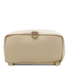 Underneath View Of The Beige Soft Leather Backpack