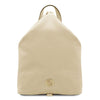 Front View Of The Beige Soft Leather Backpack