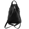 Back view of Luxury Leather Backpack showcasing soft full grain leather and adjustable straps.