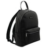 Angled View Of The Black Soft Leather Backpack