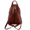 Luxury Leather Backpack in brown leather, showcasing elegant design and adjustable straps, perfect for everyday use.