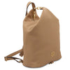 Angled View Of The Caramel Soft Leather Backpack