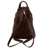 Luxury Leather Backpack in dark brown with adjustable straps and stylish design