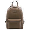 Front View Of The Dark Taupe Soft Leather Backpack