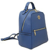 Women’s Soft Leather Backpack in blue with gold-tone hardware and adjustable straps