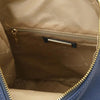 Internal Zip Pocket View Of The Denim Soft Leather Backpack