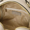 Interior view of the Women’s Soft Leather Backpack showing zipper pocket and premium lining.