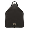 Front View Of The Black Soft Leather Backpack The Makes Up The Soft Leather Backpack and Wallet Set