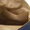 Internal Pocket View Of The Denim Soft Leather Backpack The Makes Up The Soft Leather Backpack and Wallet Set