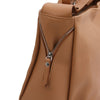 Close Up Side View Of The Caramel Soft Leather Handbag