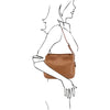 Woman Posing With The Caramel Soft Leather Handbag