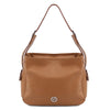 Front View Of The Caramel Soft Leather Handbag