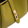 Metal Twist Lock View Of The Green Soft Leather Handbag